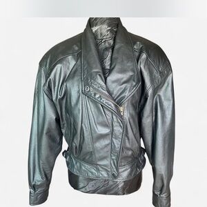 Elegant 1980s Black Leather Jacket